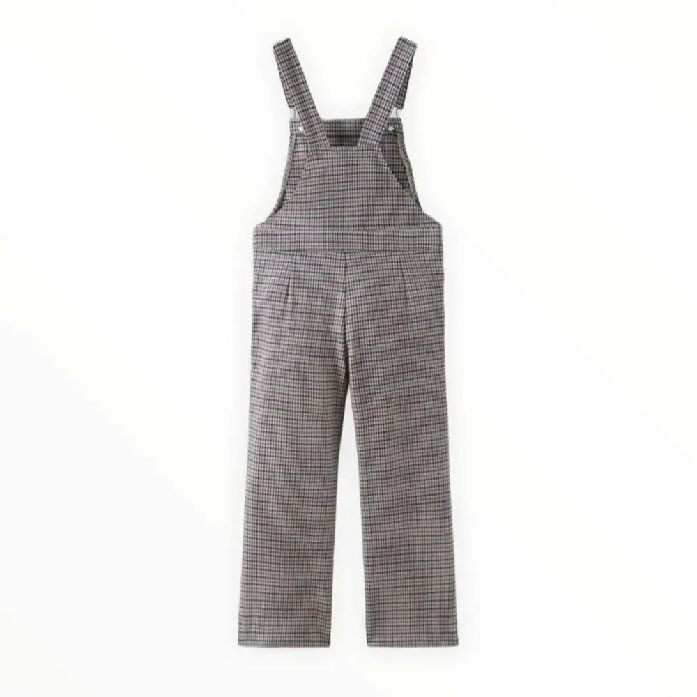 Zara Kids Gray Blue Plaid Overalls NWT Girls Size 6 7 12